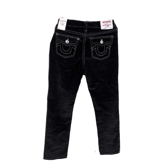NWT True Religion Girls 14 Slim Black Velveteen Jean - Picture 3 of 6